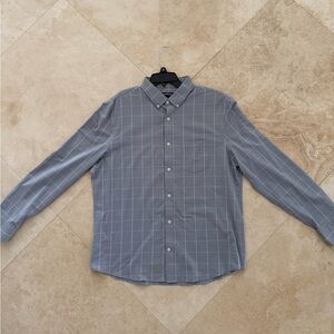 Express Men's grey Checkered Button Down Shirt